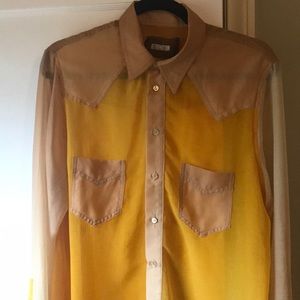 Reformation Sheer Gold Blouse